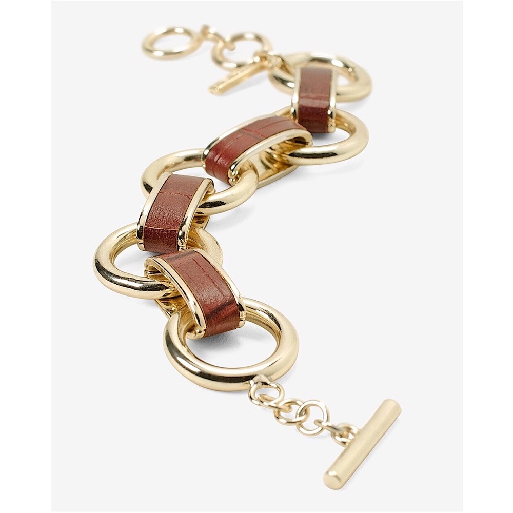 WHBM LEATHER & GOLD LINK BRACELET